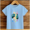 Çocuk Mavi Pamuklu Baskili T-shirt
